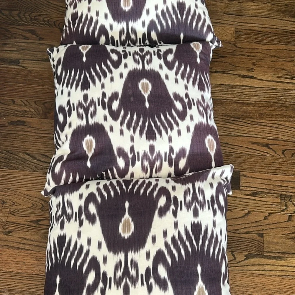 Threshold Brown and cream Accent Outdoor Pillows  18”x19” square set of 3